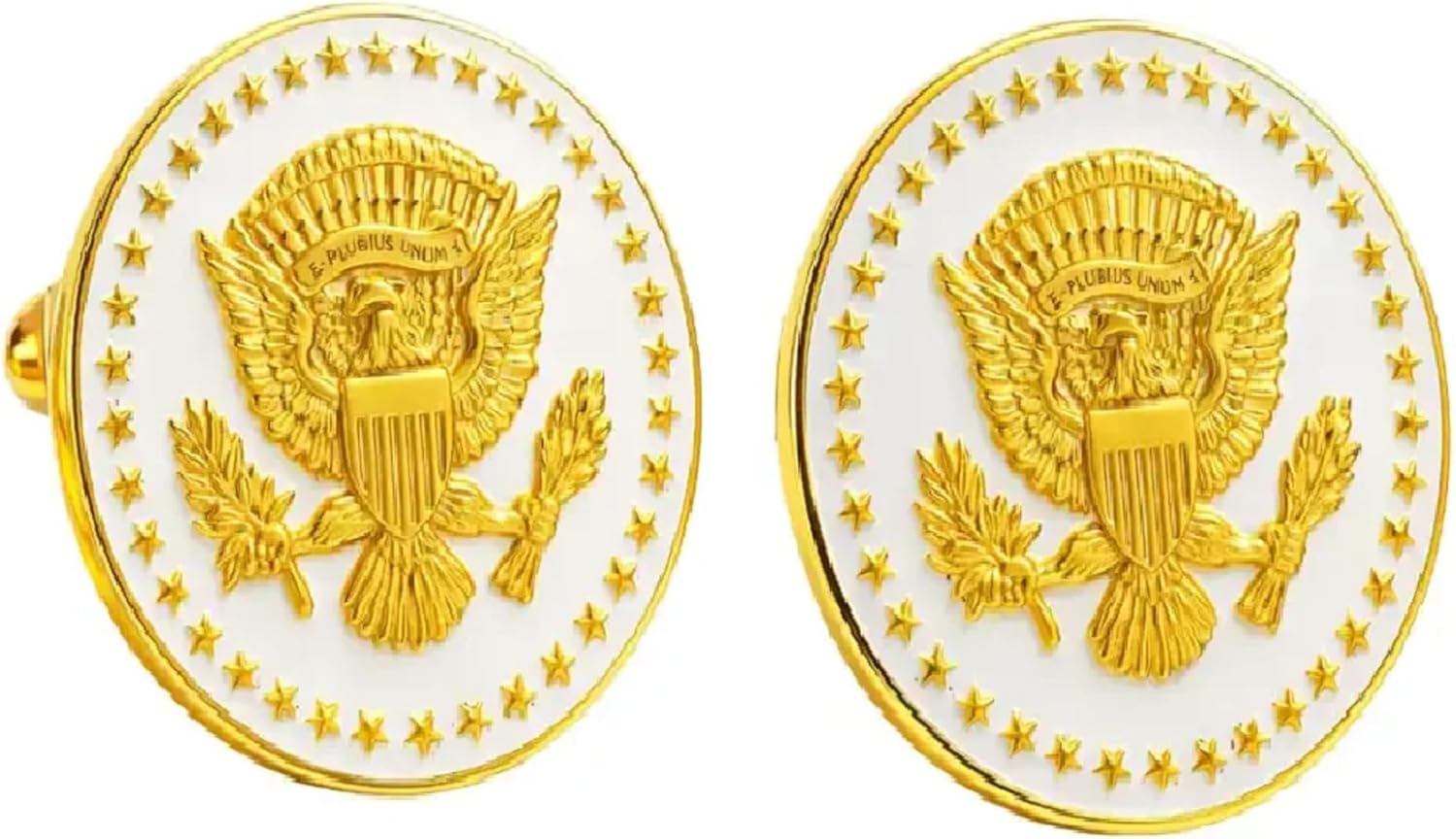 24K Gold Plated Vice President Joe Biden Cufflinks for Men – Presidential Seal Eagle Design, Luxury Gold Cuff Links, USA Patriotic Formal Business Wedding Jewelry Gift Accessories