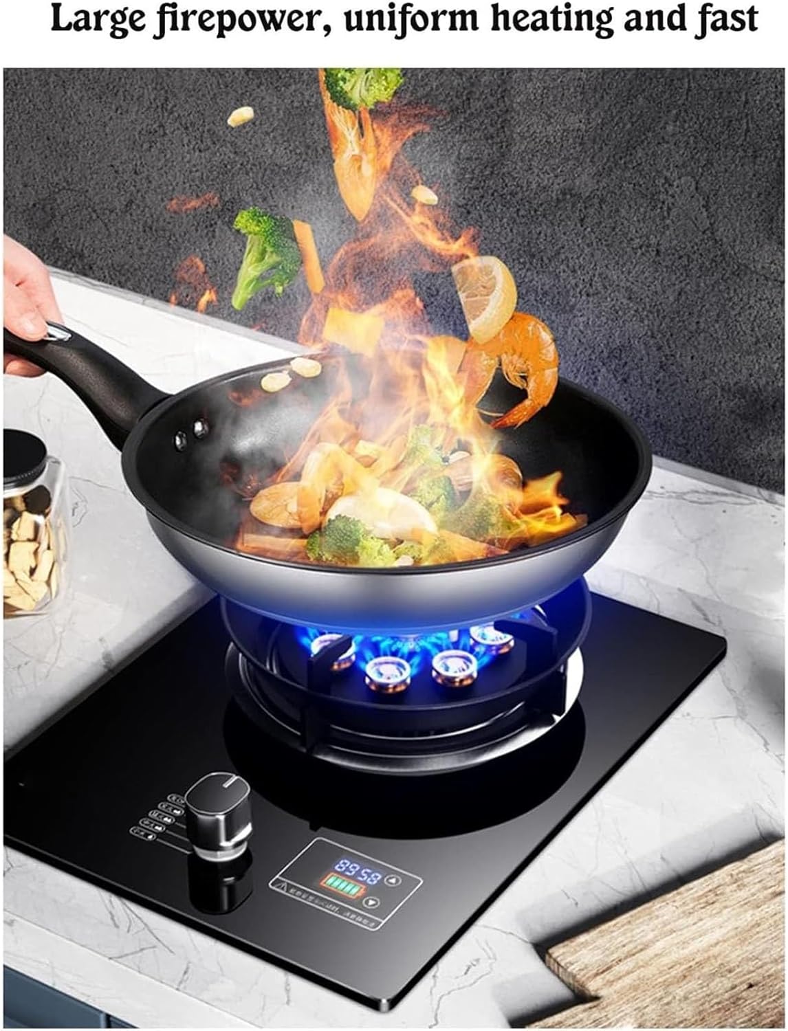 Indoor Gas Cooker Embedded - Household Single Burner Stove, Explosion-proof Tempered Glass Nine Chamber Fire, for Outdoor kitchen Camping(LPG)(NG)