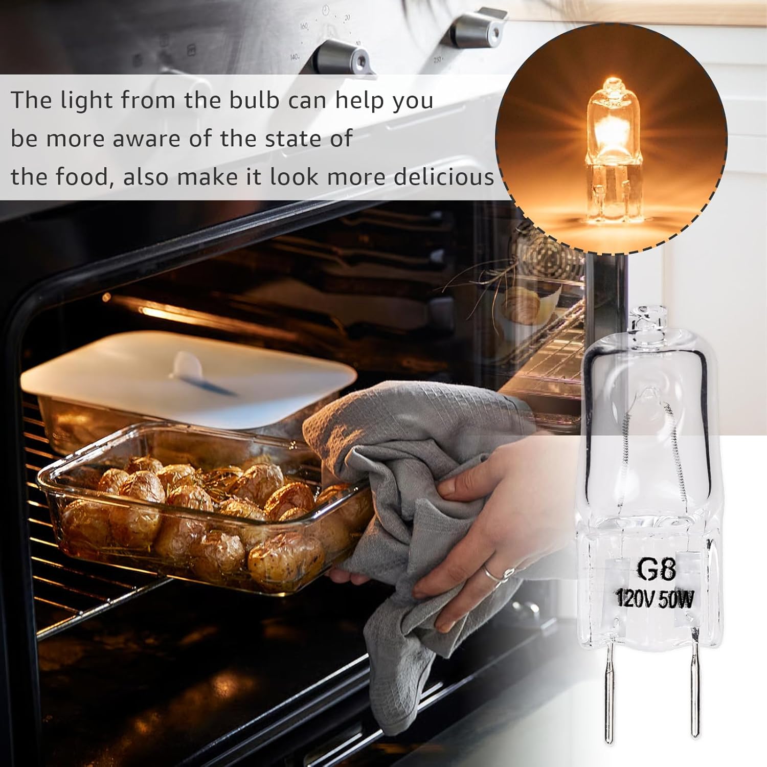 for LG Microwave Light Bulb Compatible with LG Microwave LMV2031ST LMV2031BD 6912A40002J Lamp Halogen Light Bulb, 120V 50W G8 LMV2031ST Light Bulbs, 4Pcs