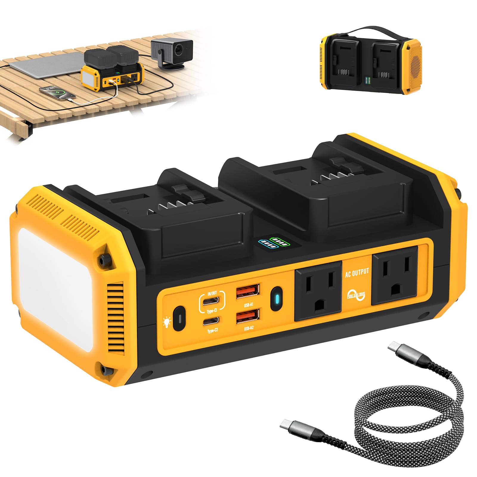 Photo 1 of Kzreect 350W Pure Sine Wave Inverter Compatible with Dewalt 20V Battery