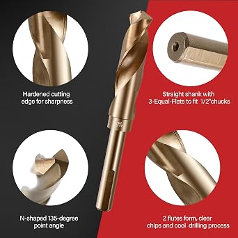8Pcs HSS Reduced Shank Drill Bit Set