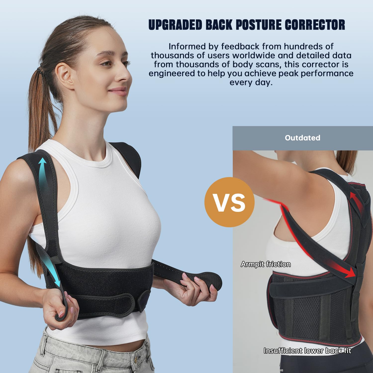 Back Brace Posture Corrector for Women and Men - Adjustable Back Straightener with Detachable Triangular Pad for Posture Correction & Pain Relief, Full Back Support for Hump & Scoliosis