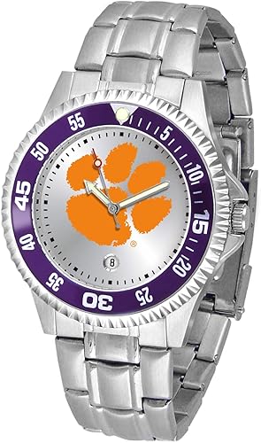 Vista 57 de SunTime Reloj de cuarzo de 1.575 in para hombre, correa de acero inoxidable de 0.787 in, esfera Gameday