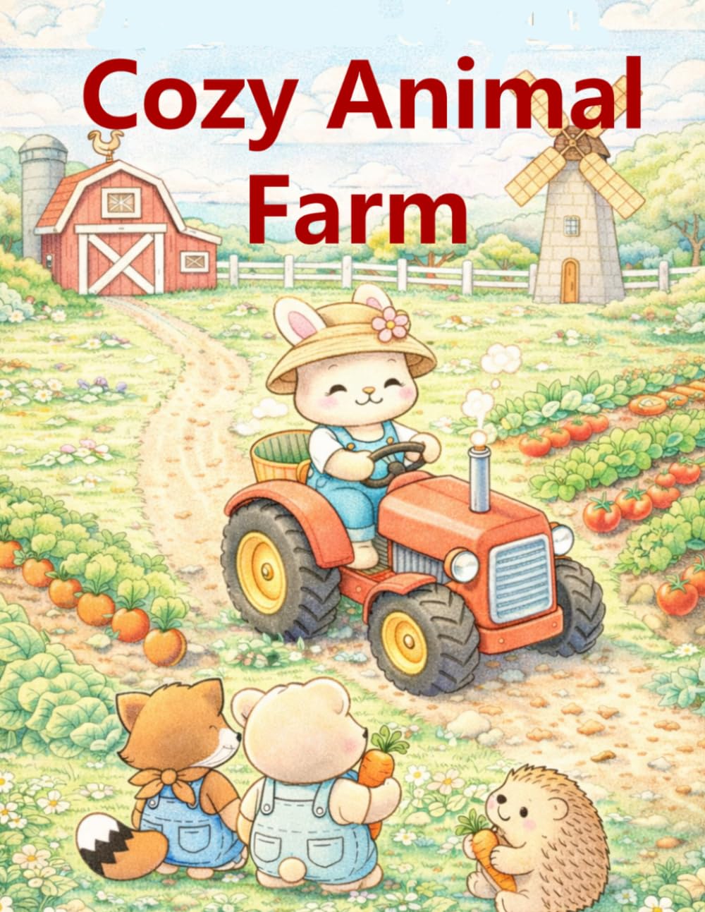 Cozy Animal Farm: A Cute and Relaxing Coloring Book for Adults Featuring Adorable Farm Animals, Cozy Barn Scenes, Tractors, and Country Farm Life