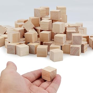 Pack of 130 Wooden Cubes 20 mm Wooden Blank Wooden Blocks Natural Wooden Blocks Wooden Block Wood for Crafts Square Wooden Block Craft Wood Blocks for DIY Painting Craft Decoration Numbers Puzzle Building Blocks