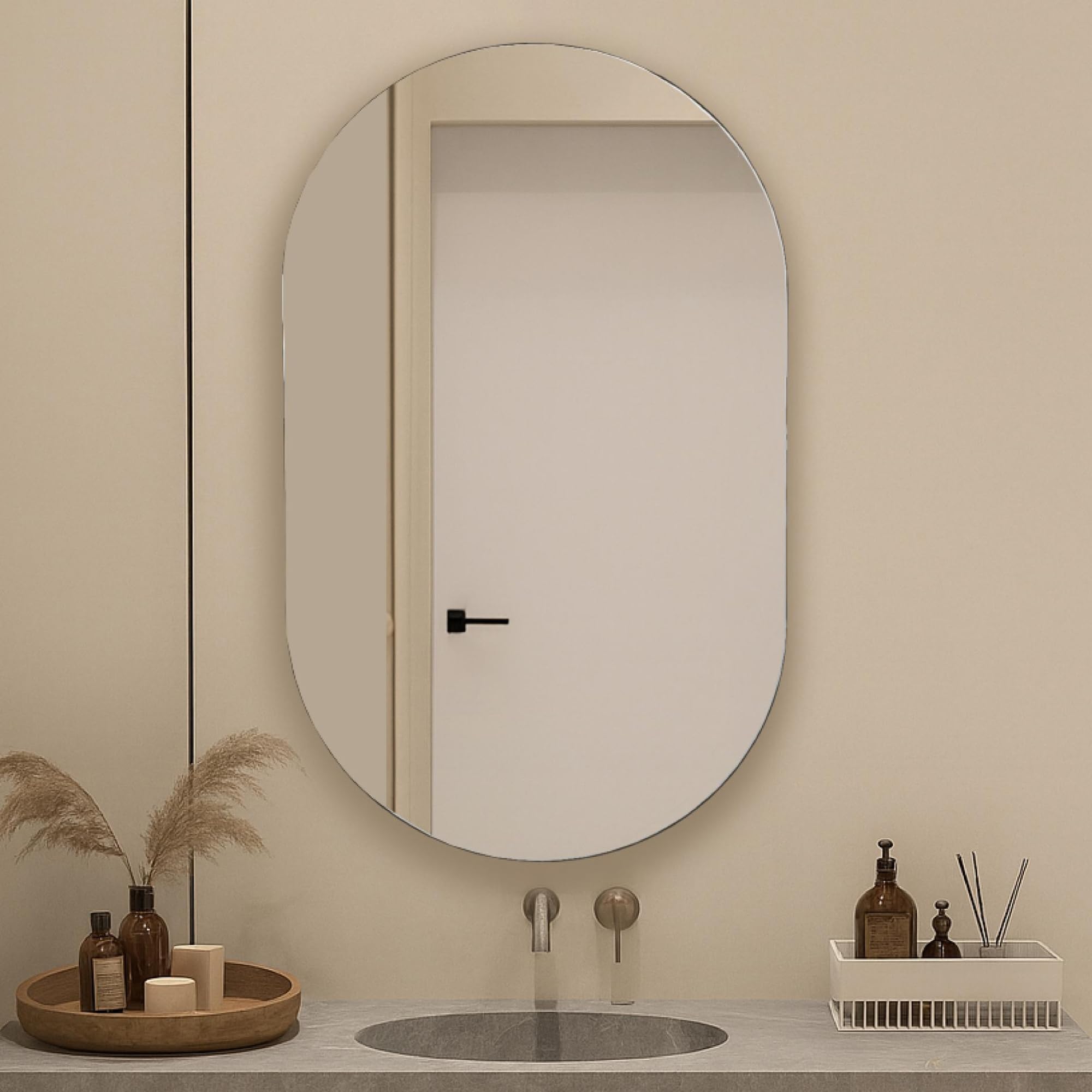 Eclisse - Espejo Baño Ovalado 60x100 | Espejo de Cristal de 4 mm, Plata Ecológica y Fácil Instalación | Montaje Horizontal o Vertical | Diseño Moderno