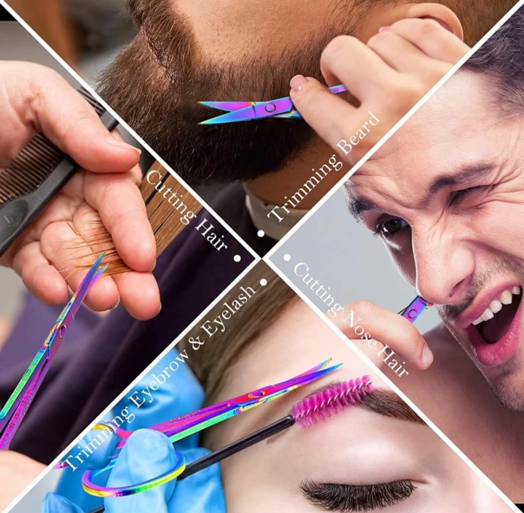 Feelhigh Small Straight Tip Nose Hair Scissor for Grooming, Stainless Steel Multi-Purpose Beauty Grooming Scissors for Facial Hair Removal and Hair Mustache Beard Eyebrows Ear Nose Trimming (1) 1