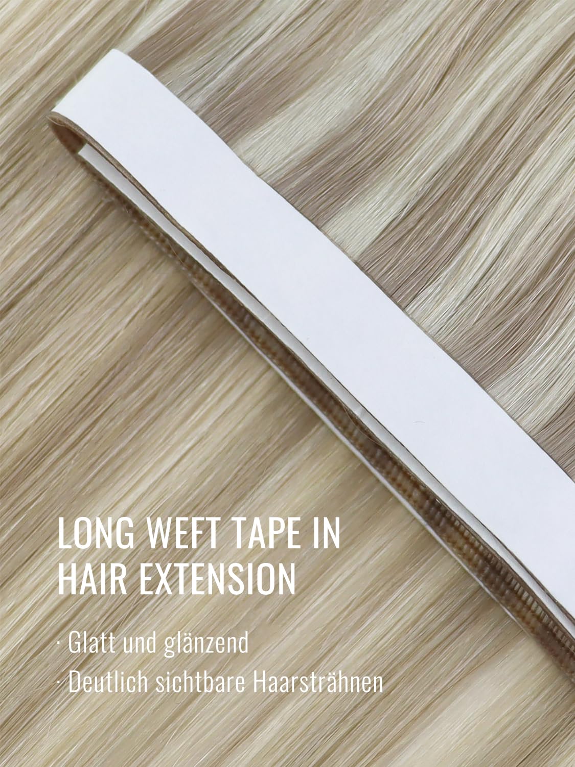 Fshine Tape Extensions Echthaar Dunkelaschblond gesträhnt 50 cm 120 g | Tape Tressen Echthaar, anpassbare Struktur, natürliche Ansatzoptik, zusätzliches Volumen, einfache Befestigung