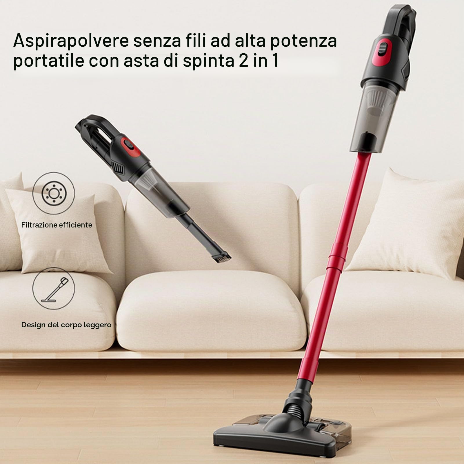Fafeicy Aspirapolvere Senza Fili, Lavapavimenti, Potente Aspirazione 4000pa, Leggero, per la Pulizia Profonda dei Pavimenti in Casa e in auto.
