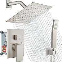 Vista 15 de Midanya Juego de grifo de ducha, sistema de ducha de montaje en pared con cabezal de ducha de lluvia cuadrado y rociador manual, cuerpo de válvula