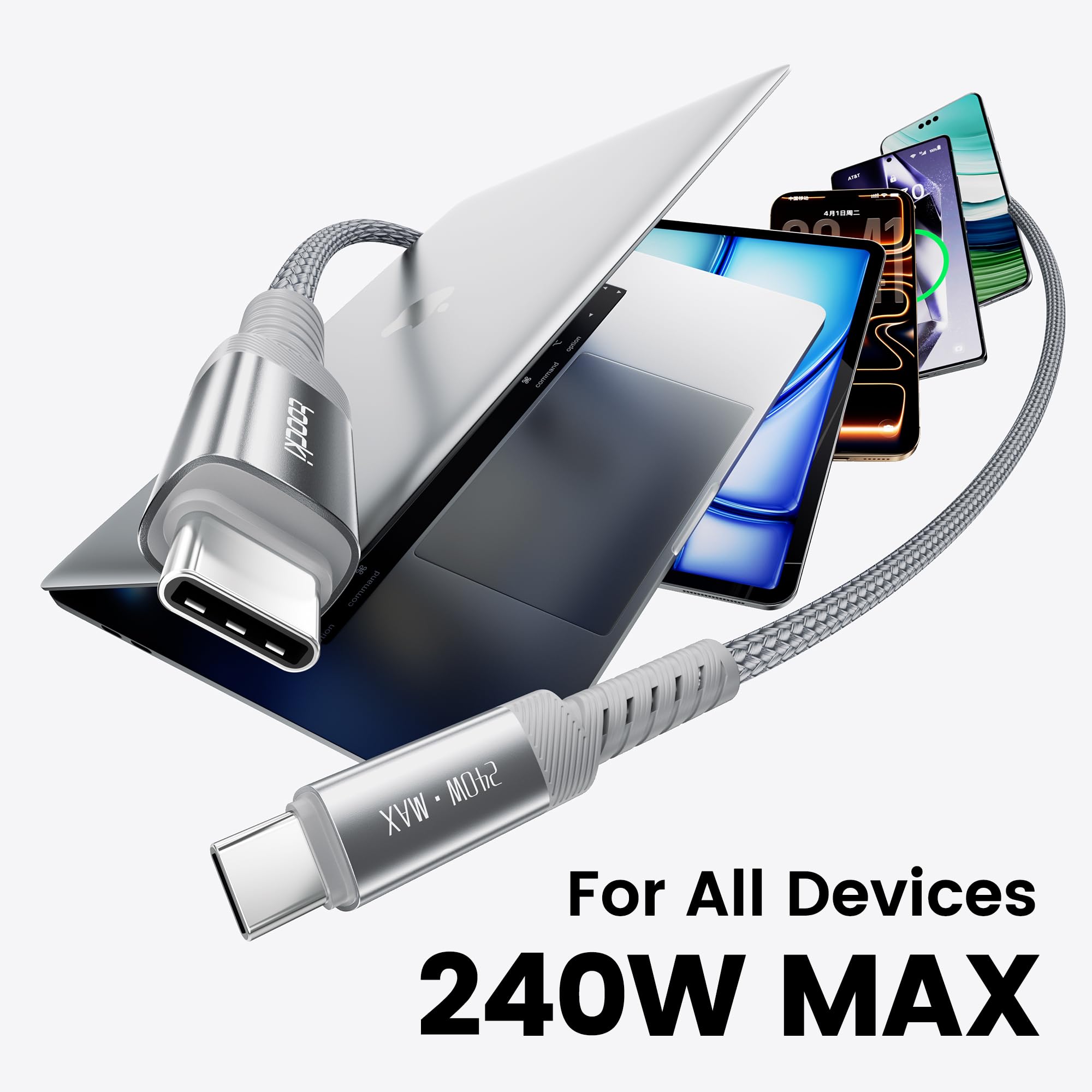 Cavo da USB C a USB C, ricarica rapida da 240 W, cavo extra lungo di tipo C