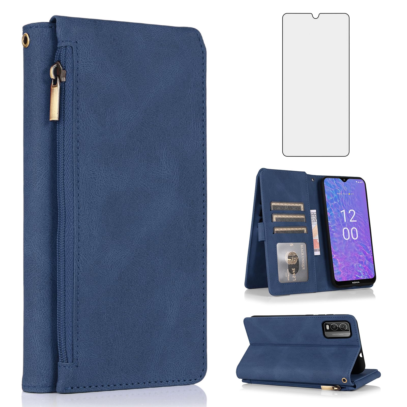 Coque Nokia C210 Asuwish XKLLPT Bleu antichoc avec support - 8