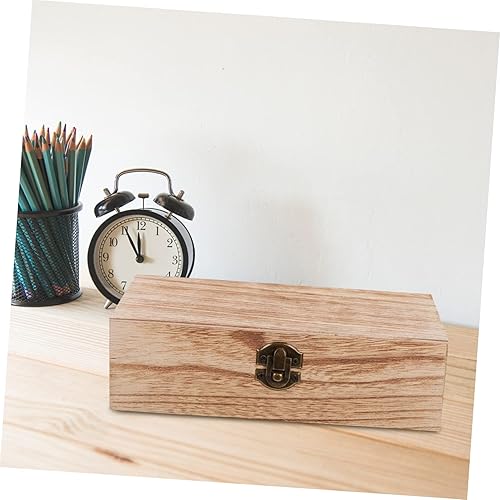 Miniatura 6 de 1 juego de cajas de embalaje de madera retro, cajas de almacenamiento decorativas oblongas creativas con tapas para recuerdos, joyería y decoración