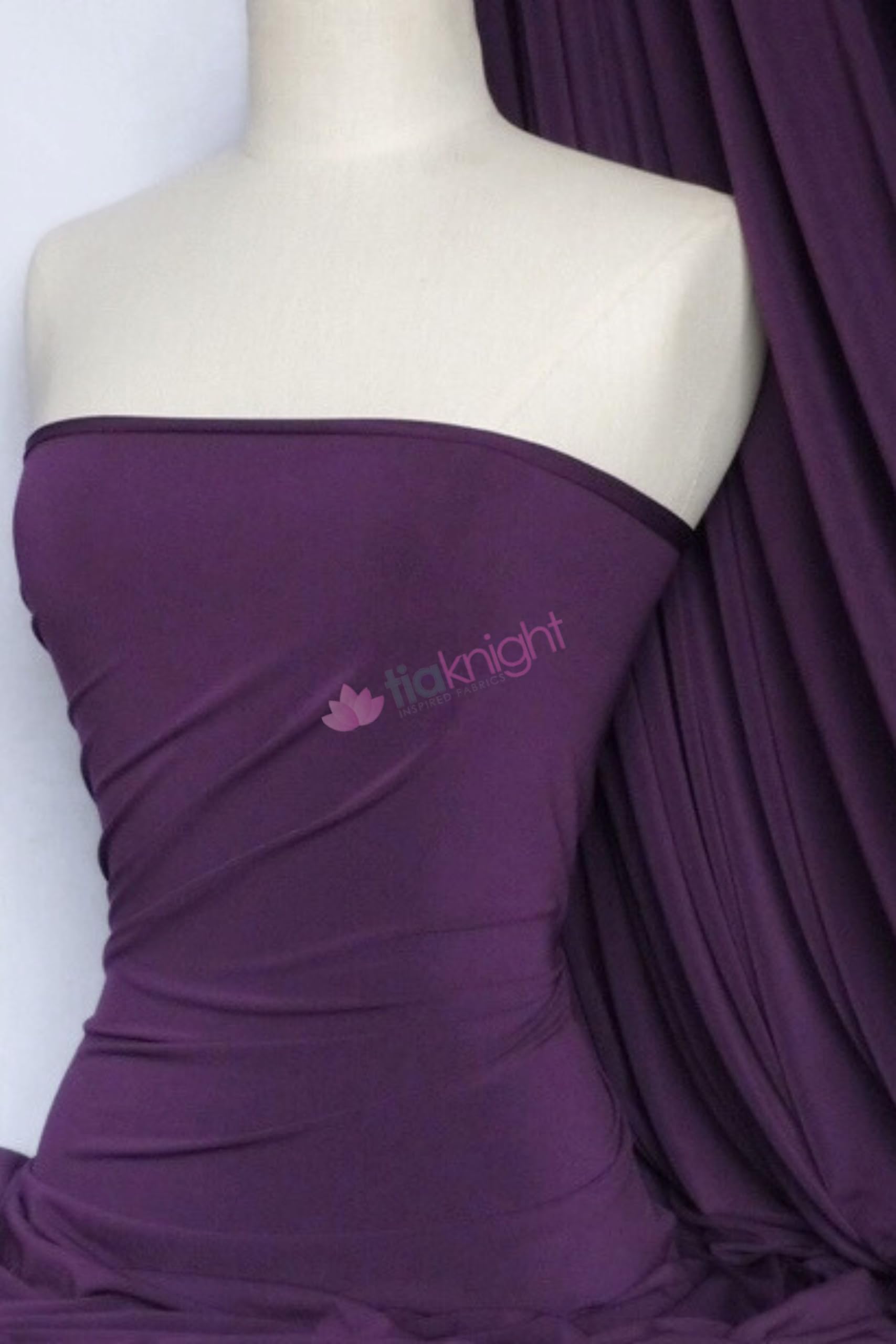 Premium Quality Soft Touch Jersey Stretch Dressmaking Fabric Sold by The Metre 50+ Colours in Stock Same Day Dispatch by Tia Knight Q36 (Aubergine, 1 Metre)