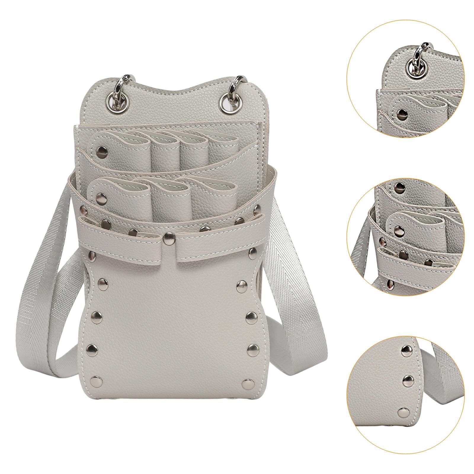 Borsa Porta Forbici, Borsa Portatile E Robusta in PU per Forbici da Parrucchiere, Bianco