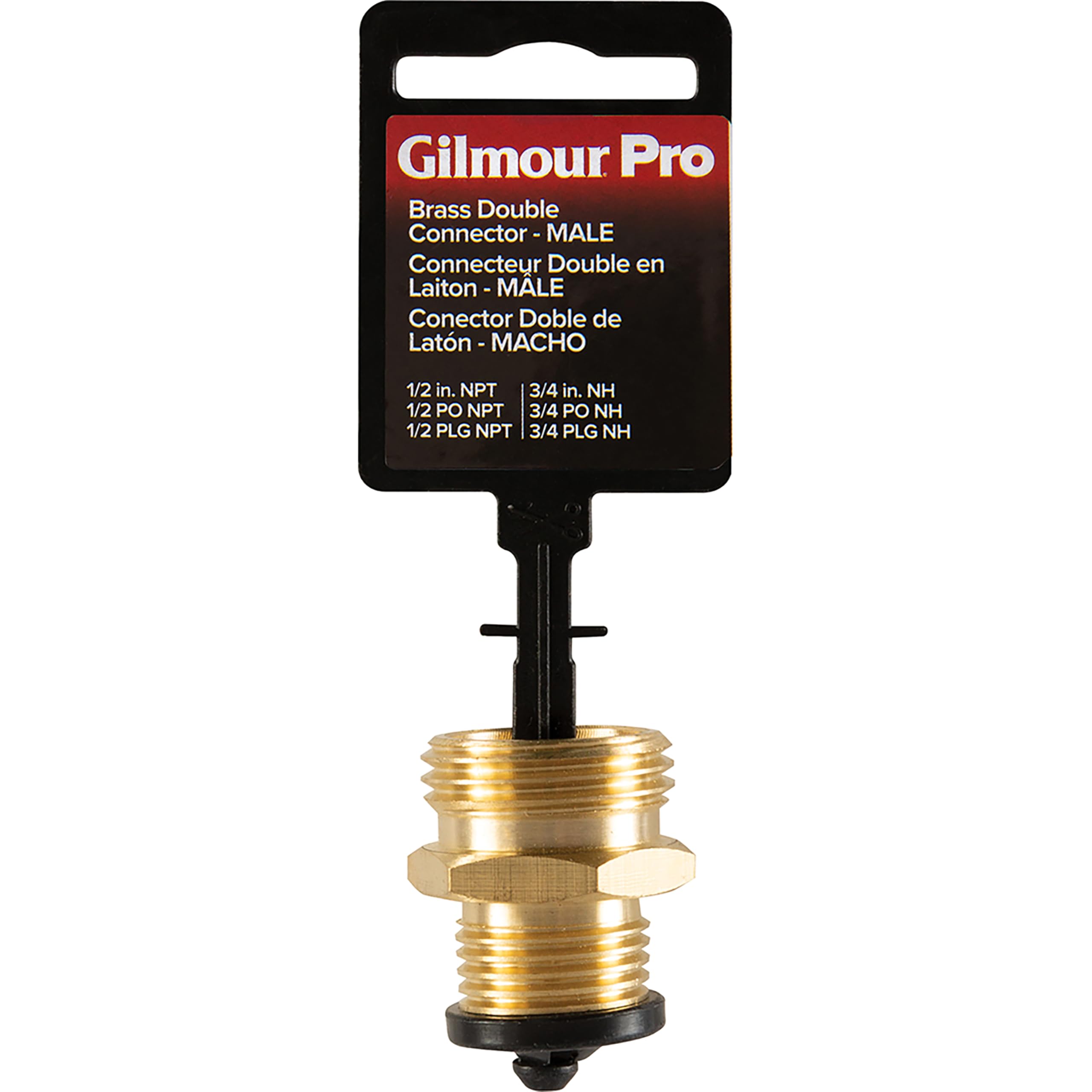 Gilmour Pro Brass Double Male Hose Connector, Metal Hose Connector Thread Size 1/2