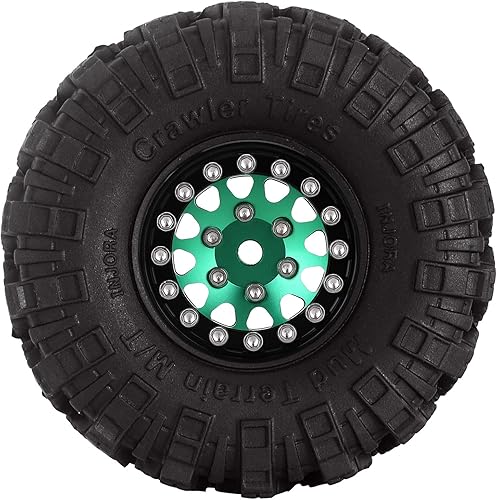 Miniatura 5 de INJORA 1.0 Neumáticos Crawler Mud Terrain Neumáticos para SCX24 TRX4M A24 Axial 124 118 Crawler Piezas de actualización (negro y verde)