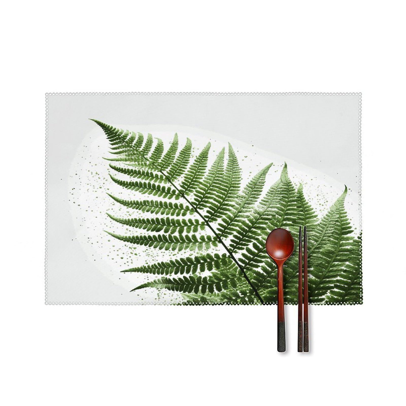 Fekiloot Style Silhouette Fern Leaf Placemats Set Of 6,Table Mat