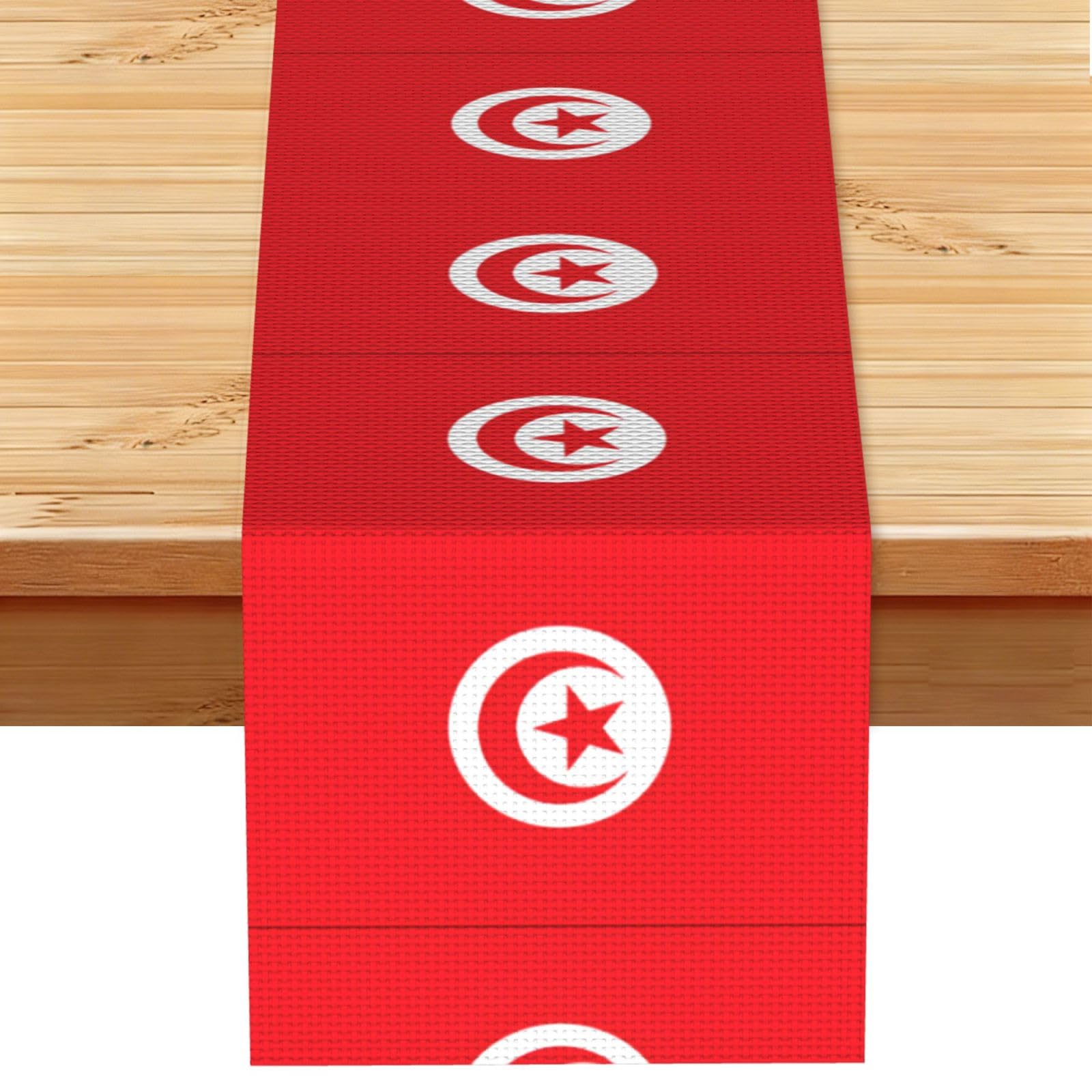 Hgiuydrd Tunisian Flag Print Table Runner World Cup-Themed Dining Table Decor For Coffee Dining Table And More
