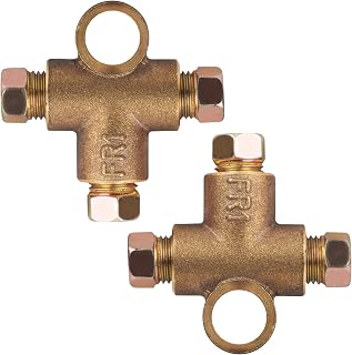 2 Pack 3 Way T-Shape Brake Tee With 3 Male Nuts Short Union M10 3/16in Pipe 10mm, Elbow Connector Replacement Inverted Tee