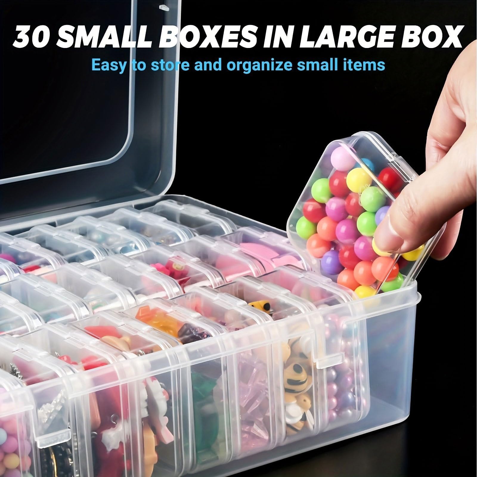 Organizzatori multifunzionali in plastica trasparente e robusta da 30 slot Accessorio per la casa per gioielli con perline e piccoli oggetti Vetrina per esposizione gioielli