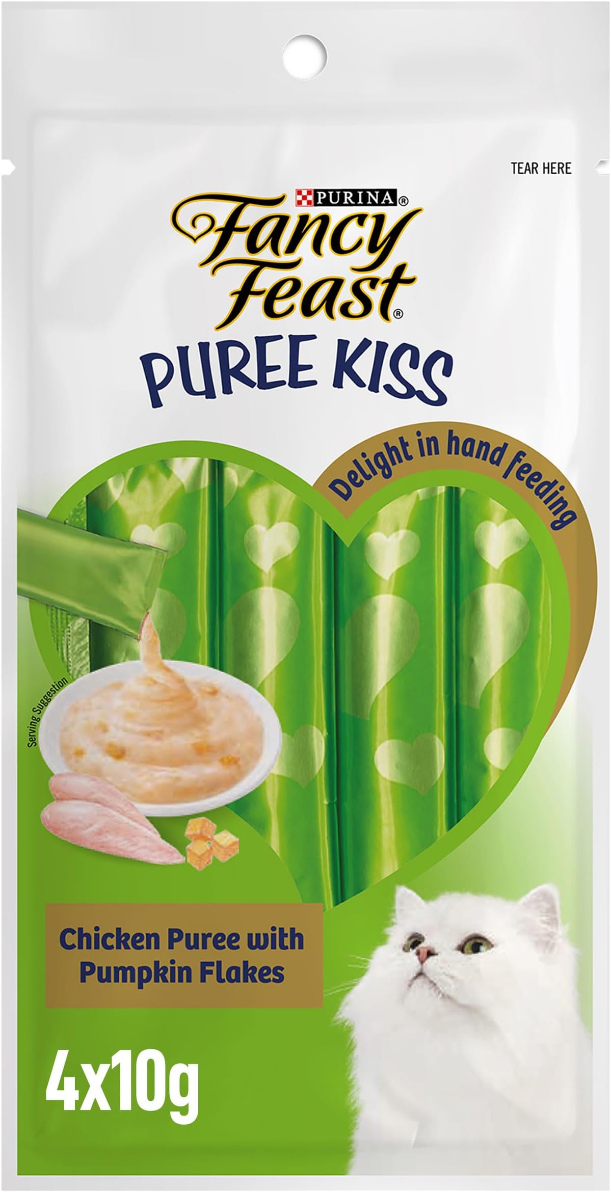 Purina Fancy Feast Puree Kiss Chicken Puree with Pumpkin Flakes, 40 gm