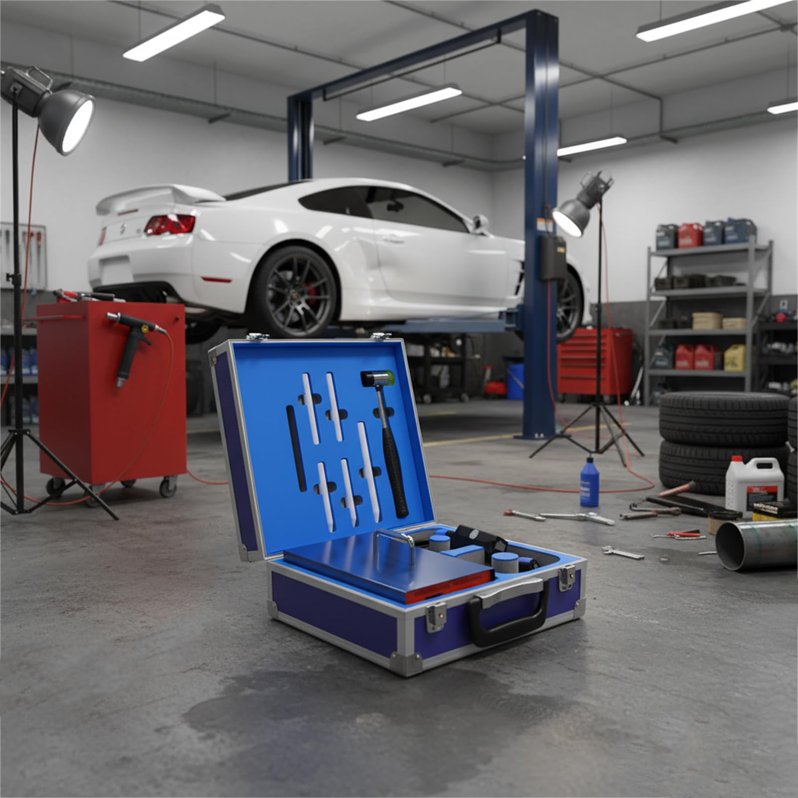 Kit di riparazione per ammaccature, 1000 W, riscaldatore a induzione, con valigetta | Con display digitale e dissipazione del calore, tempo di riparazione regolabile, per officina, garage privato
