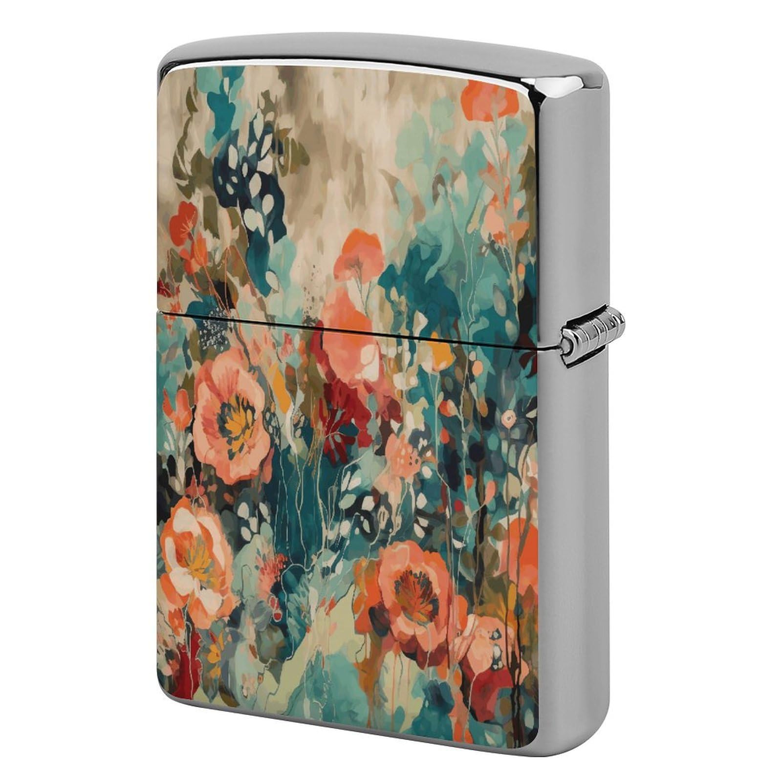 Btcowzrv Style Hand Drawn Flower Pattern Metal Lighter Case Sleeve Cover Holder