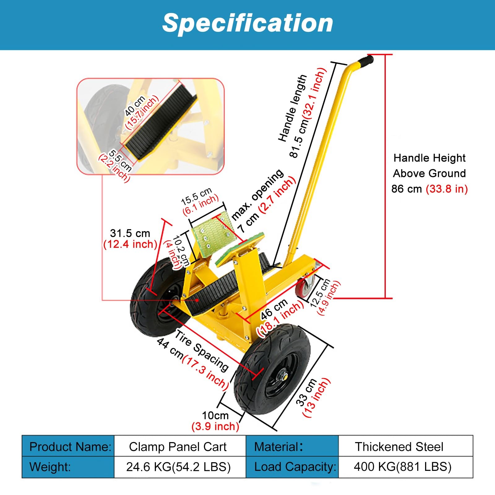 Ciężki wózek do płyt kamiennych 399 kg Capaci All-Terrain idealny dla stolarzy i konstrukcji i wszechstronnego transportu solut.
