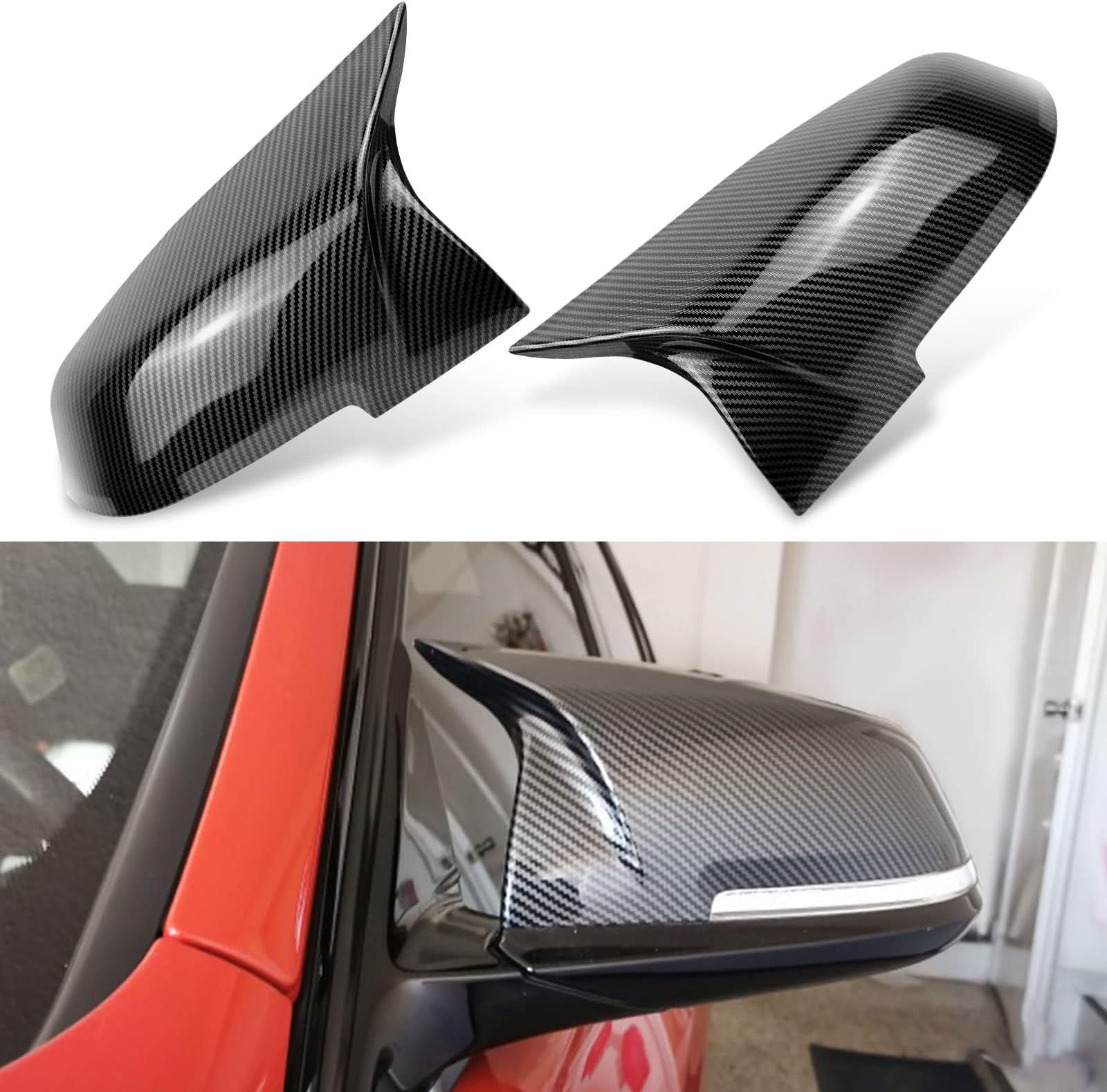- Door Rearview Mirror Cover Cap Replacement for BMW F20 F22 F23 F30 F31 F32 F33 F36 F87 M2 X1 E84 (Carbon Fiber)