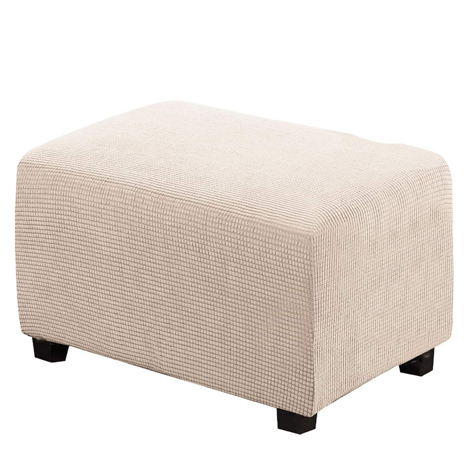 Copri Pouf Rotondo In Velluto Elasticizzato - Grigio Per Ottomana 48-55cm, Copertura Decorativa - Foto 5