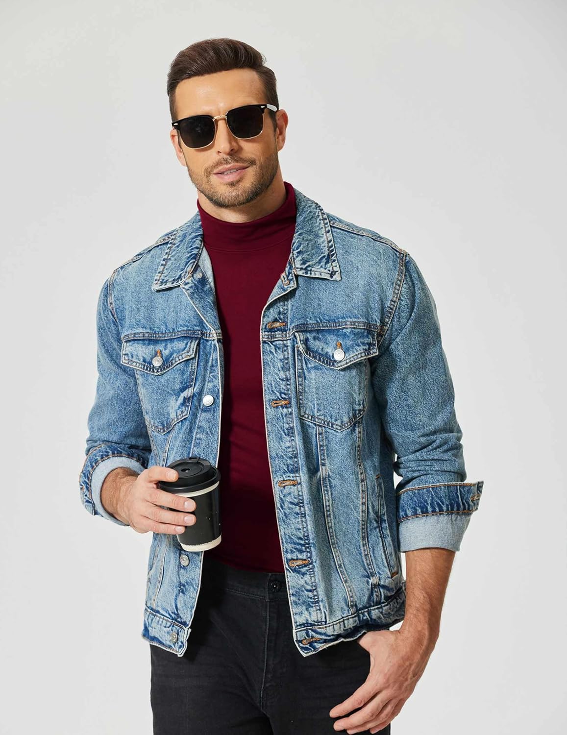 COOFANDY Men's Slim Fit Mock Turtleneck T Shirt Casual Basic Knitted Long Sleeve Pullover Sweater - Image 2