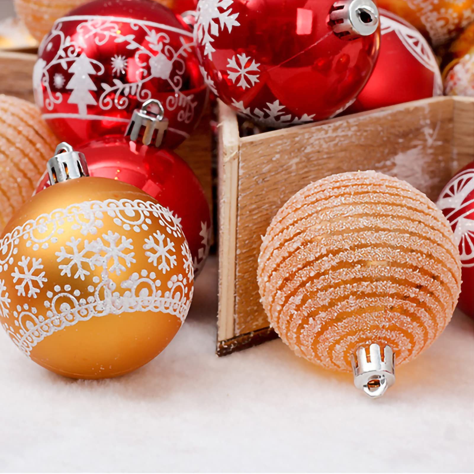 Palline Di Natale Vacanze 60mm / 2.36 "Pendenti dell'albero di Natale pendenti decorativi Appeso Baubles Badbles Balls Ornamenti for vacanze Party Wreath Tree, 24 pz Decorazioni Natalizie(A)
