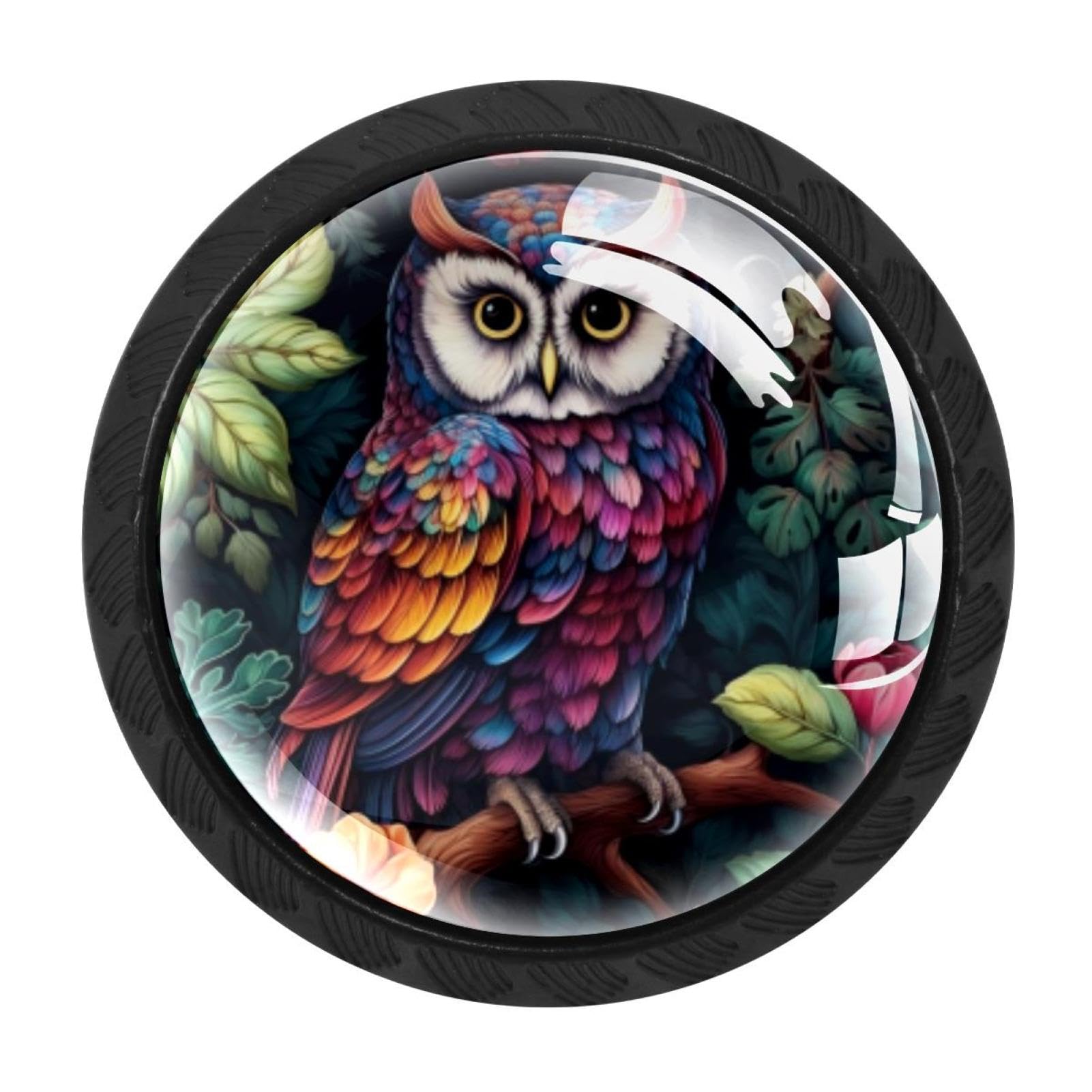 CHENZZZZ 4 Pieces Owl Kitchen Cabinet Knobs Drawer Knobs Dresser Knobs Black Knobs Drawer Pulls Dresser Drawer Handles Knobs for Dresser Drawers