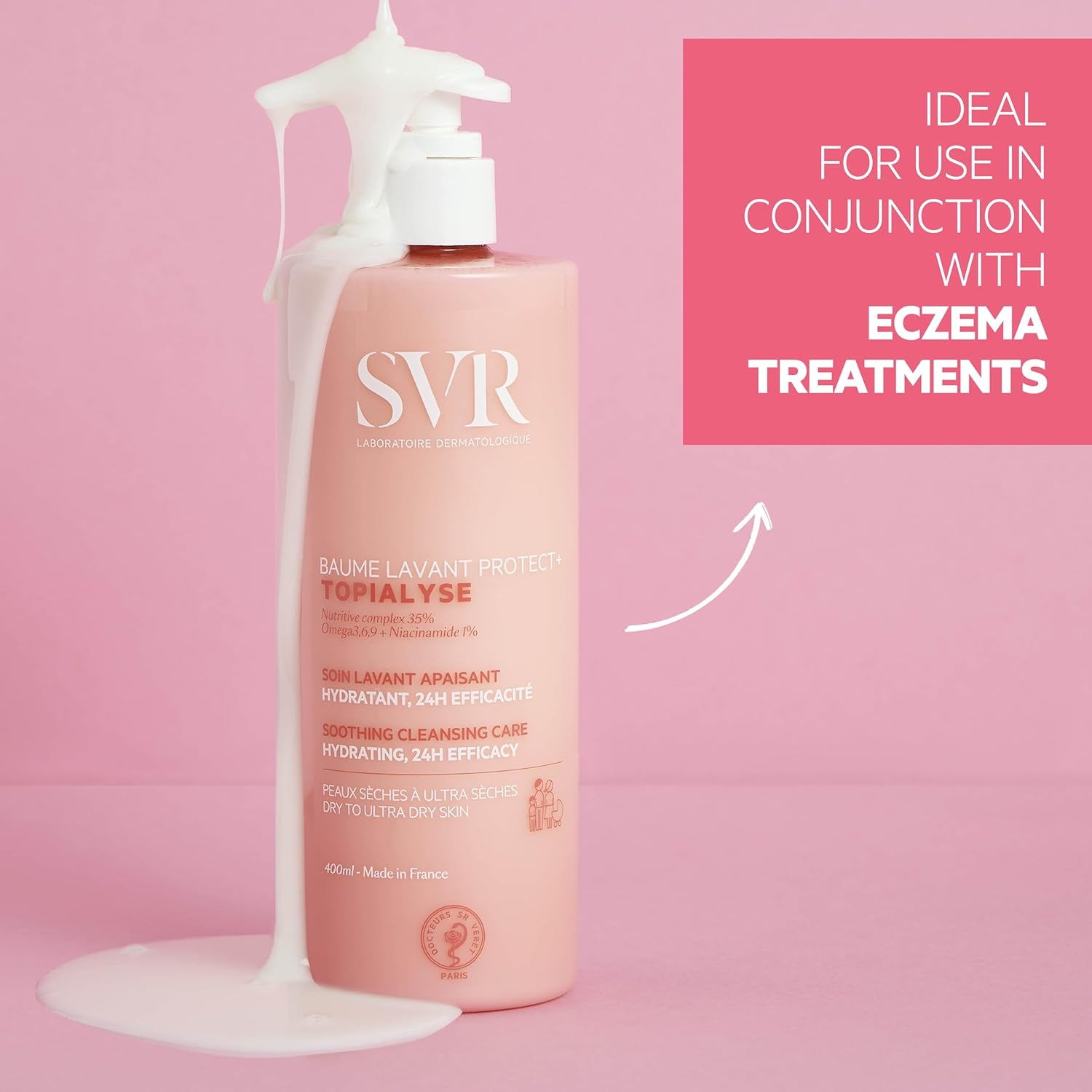 SVR Topialyse Cleansing Balm for Dry Itchy & Sensitive Skin With Niacinamide. Fragrance-free, Soothing Face & Body Wash. 24hr Nourishing Protective Cleanser, 13.5 fl.oz. - Image 5