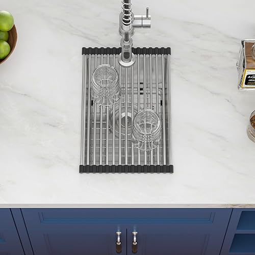 Miniatura 3 de Fregadero de barra de acero inoxidable de 15 x 17 pulgadas, fregadero de preparación de barra húmeda, acero inoxidable, calibre 16, cuenco