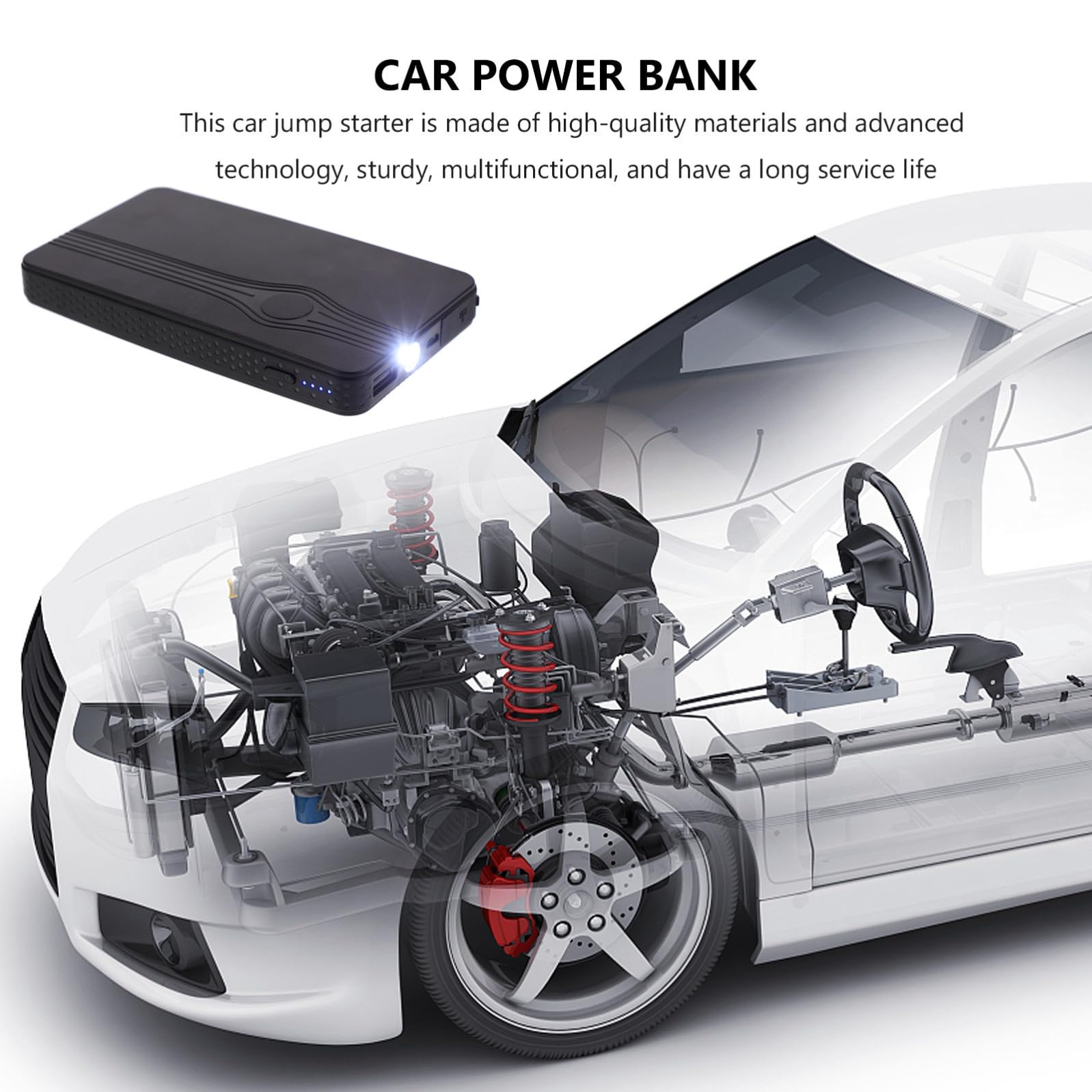 Démarreur de Secours pour Voiture 6000 Mah Noir Port USB