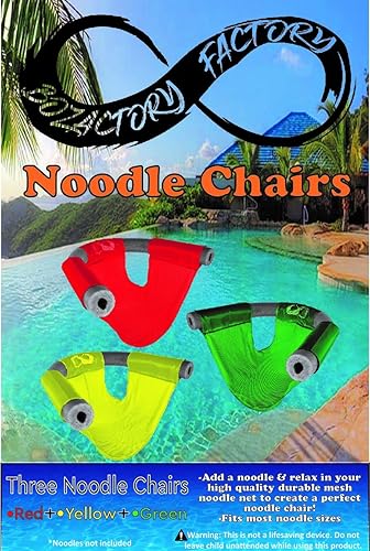 Miniatura 2 de Silla de fideos de piscina, cómoda correa flotante de malla para fideos, silla de descanso relajante, asiento de hamaca de fideos, paquete de 3,