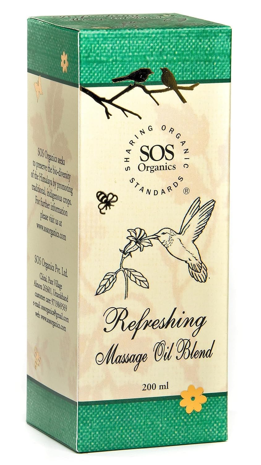 SOS Organics - Refreshing Massage Oil Blend, 200 ml