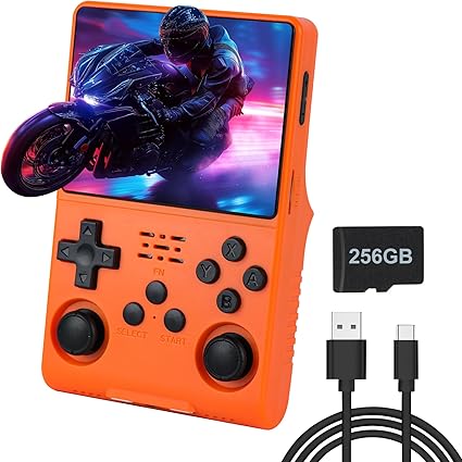 R40S Pro Portable Game Console, 3.5 Inch IPS Retro Video Game Console, 30000 Games in 1 Portable Game Console, 20 Mainstream Emulator, Supports 256G Memory Card (WHITE