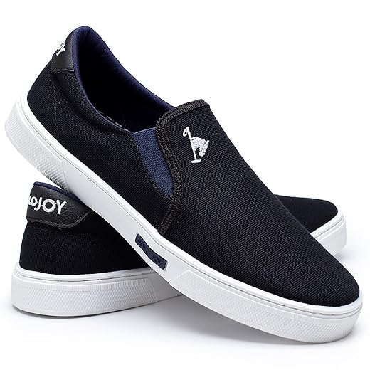 Polo Joy Tênis Slip On Masculino, Azul Marinho, Solado Branco, Casual e Esportivo