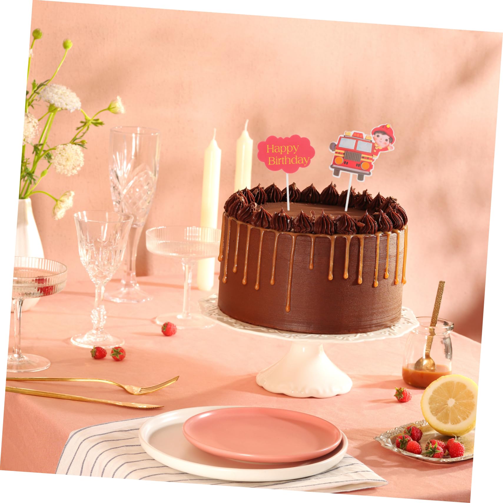 Amazon.co.jp: PRETYZOOM 2セット消防士テーマ ケーキトッパー 誕生日