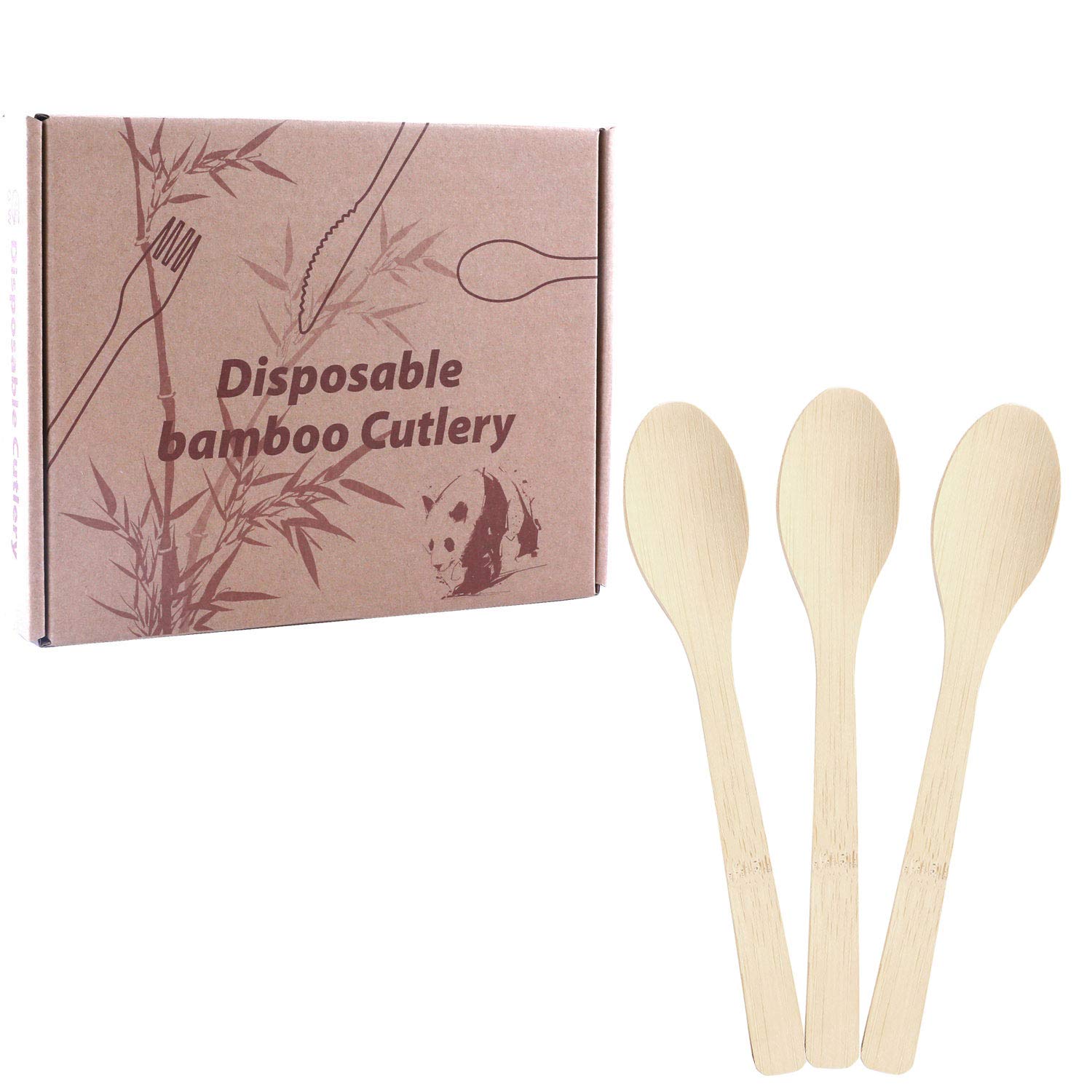 SEBE SOYER Bamboo Disposable Spoons EcoFriendly and Compostable Bamboo