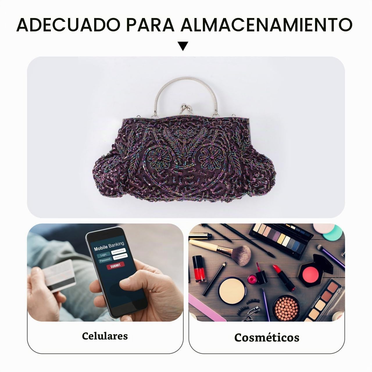 1 Pc Bolsa De Cena Bolso De Mano De La Novia Monederos De Flores Para Mujer Bolsos Fiesta Mujer Bolsa De Oro Bolsa De Banquete Boda Púrpura De Imitación y Poliéster Perder