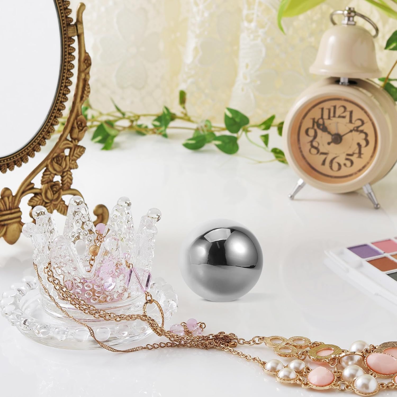4pcs Stainless Steel Sensory Spheres Mirror Finish and Colorful Reflection, 0.5mm Thick Visual Stimulation Balls for Bedroom Decor and Early Visual Development
