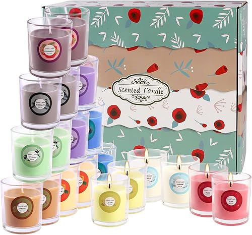 Miniatura 9 de Paquete de 20 velas perfumadas fuertes con 10 fragancias para el hogar y las mujeres, velas de tarro de cera de soja de aromaterapia