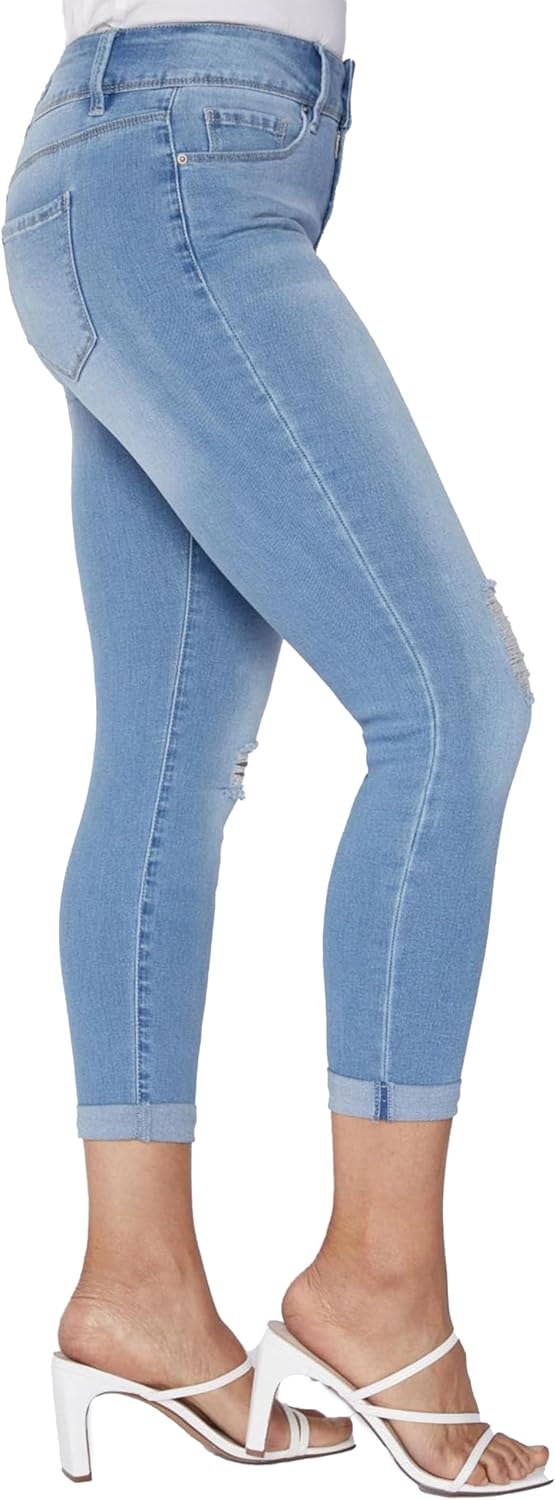 Royalty for Me Womens Royalty for Me Women's Petite Tummy Control Rolled Cuff Ankle Jeans