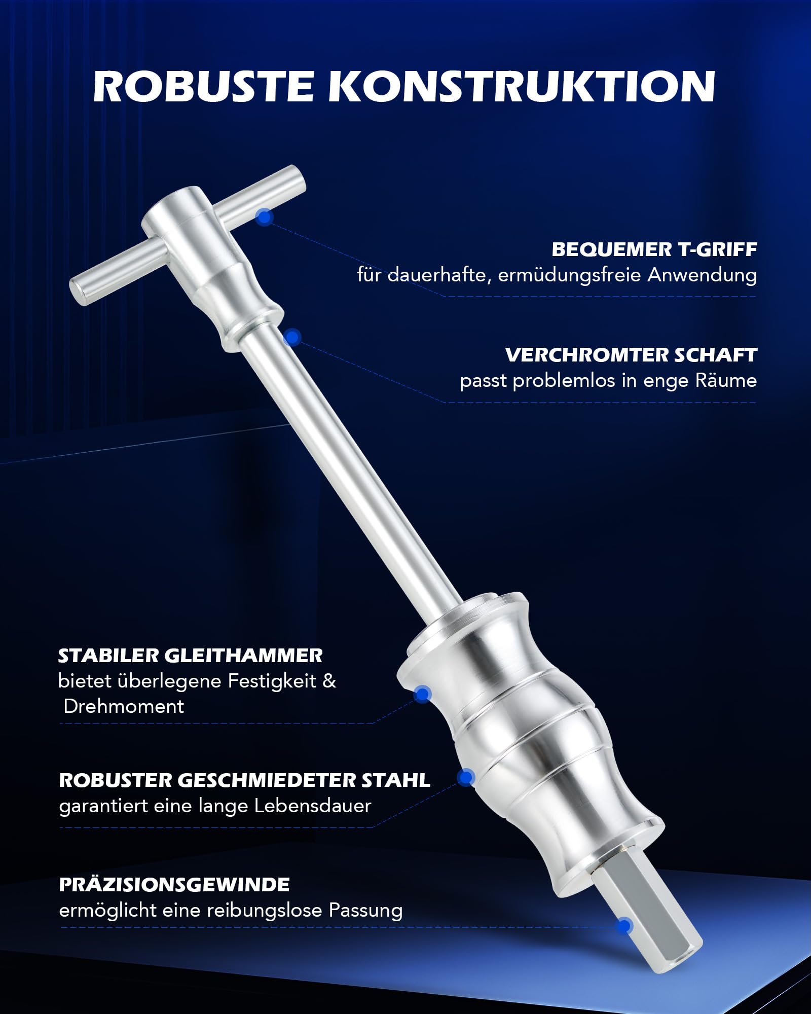 Orion Motor Tech Innenlager Abzieher Set 16-teilig, Lagerabzieher Innen mit Gleithammer und Abziehvorrichtung, Innenabzieher Kit für Kugellager und Buchsen (6 mm bis 59 mm)