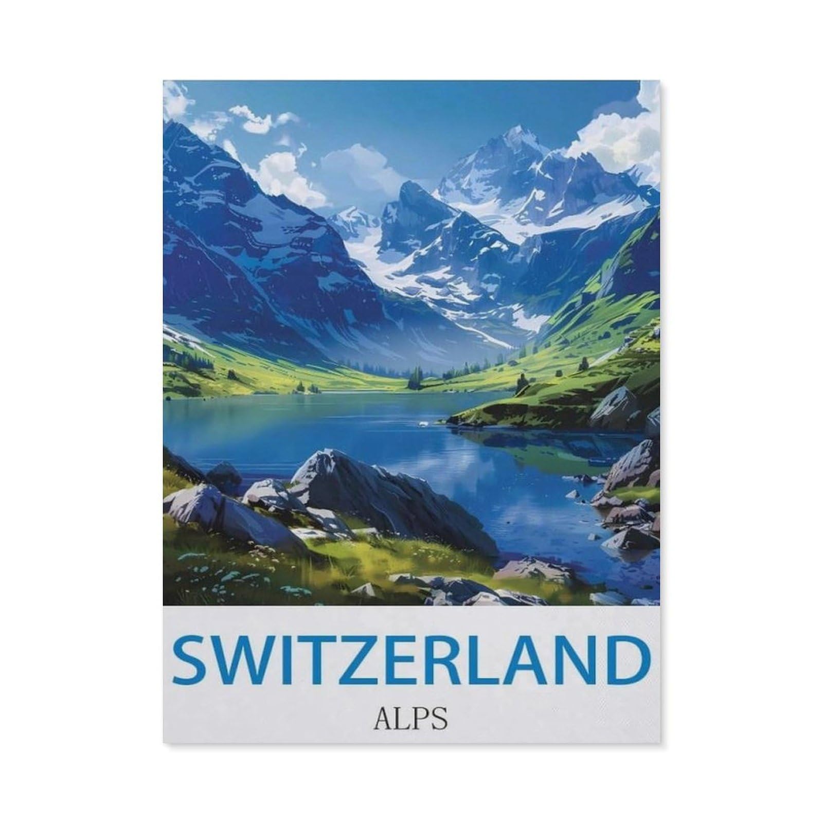 BEAYODKP Switzerland Alps，5D DIY Diamond Painting Full Round Drill Diamond Embroidery Cross Stitch Rhinestone Mosaic Paintings Art（30 x 40 cm/11.81 x 15.74 inches）-CJ36