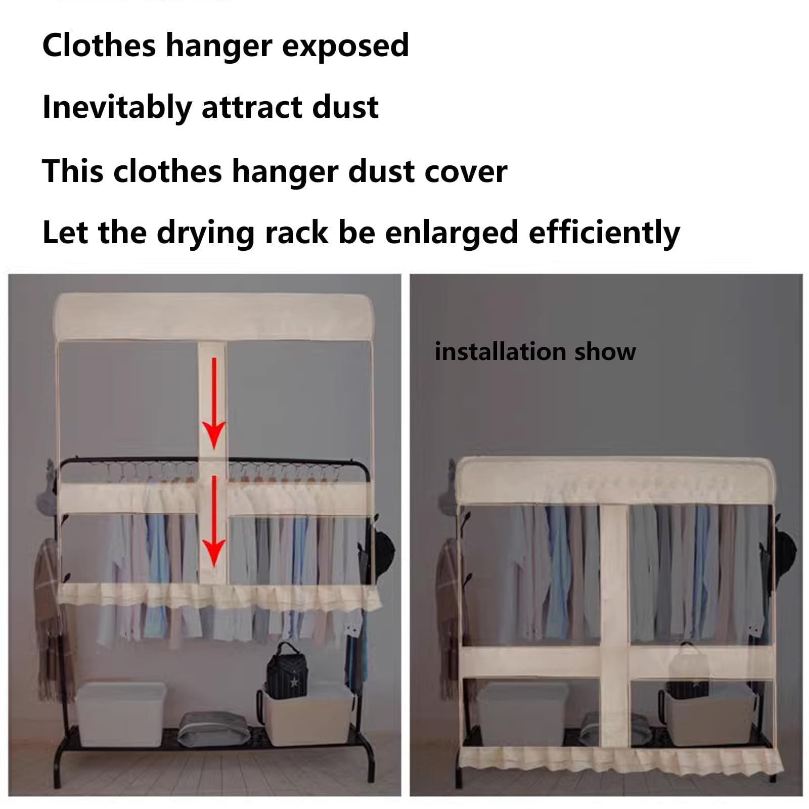 Funda para Barra de Ropa, Funda para Perchero, Bolsas de Ropa a Prueba de polillas para Colgar Ropa, Fundas universales para Perchero y Armario,100 * 50 * 150cm